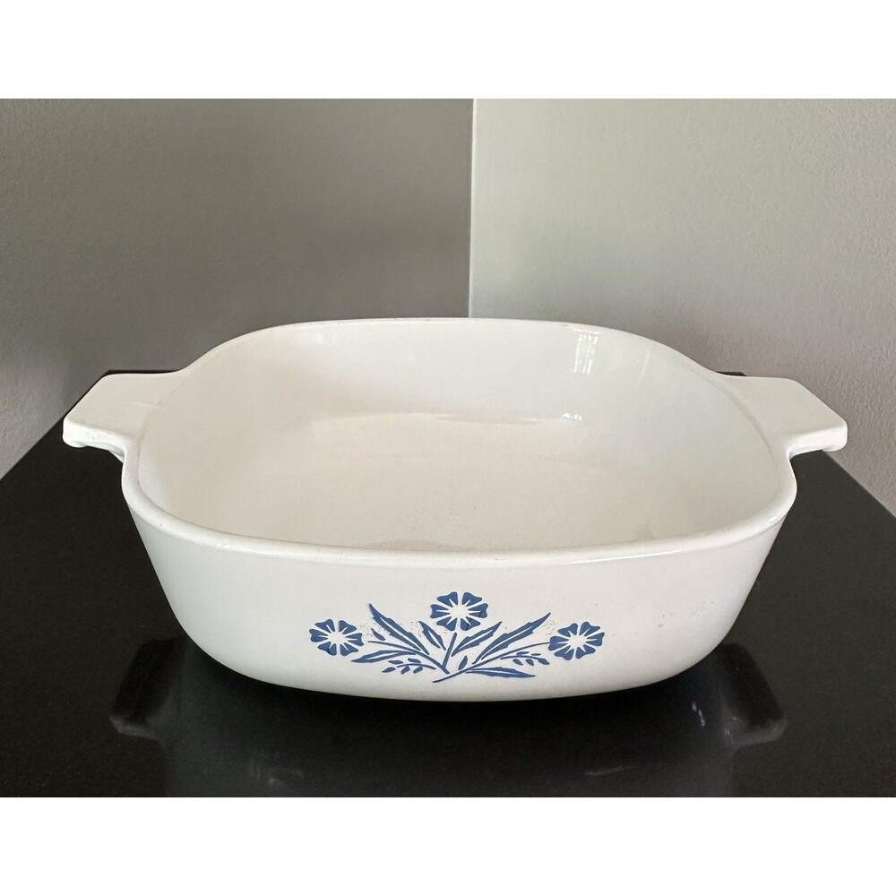 Vintage Corning Ware P-1-B Cornflower Blue Square Baking Dish 1 Quart  Casserole